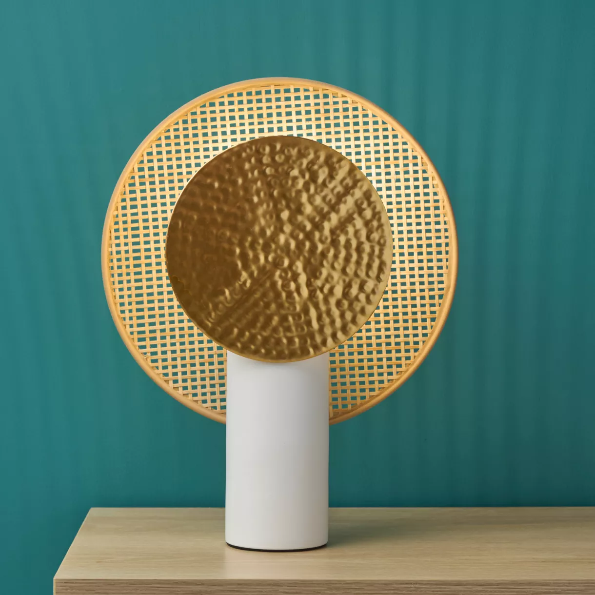 eminza Lampe à poser métal et bambou (H32 cm) Olympe Beige et doré