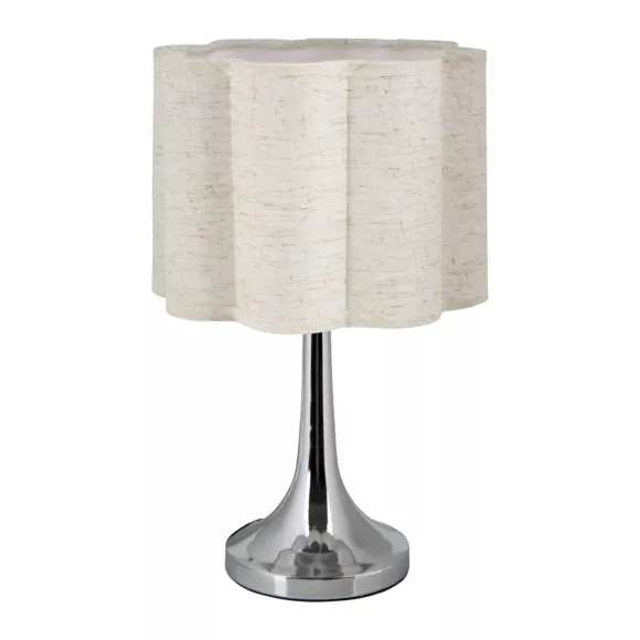 Eminza Lampe à Poser Métal Et Lin (H33 Cm) Tulipe Argent