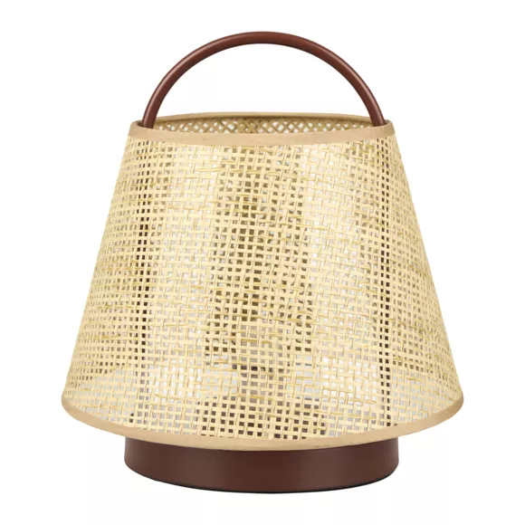 Eminza Lampe à Poser Métal Et Rotin (H28 Cm) Fuji Marron