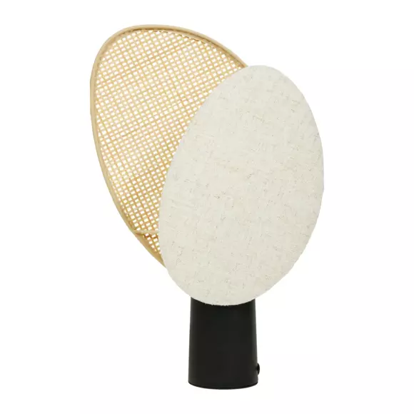 Eminza Lampe à Poser Rotin Et Lin (H40 Cm) Almeria Beige