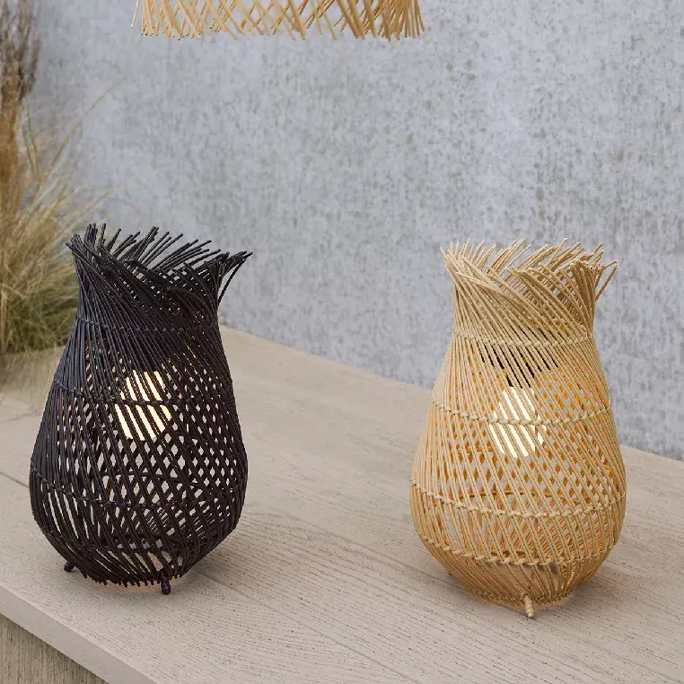 eminza Lampe de jardin solaire LED (H36 cm) Tropical - Naturel