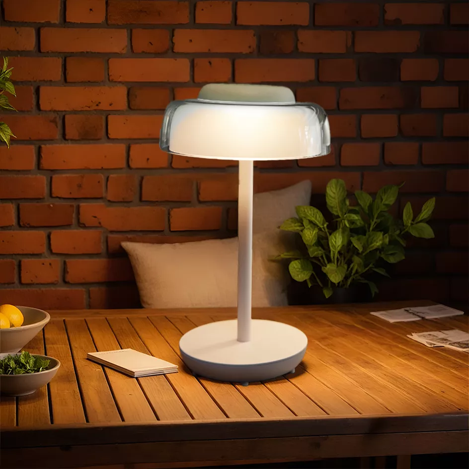 eminza Lampe de table sans fil rechargeable USB 18 LED (H28 cm) Tribeca Blanc
