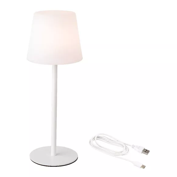 Eminza Lampe De Table Sans Fil Rechargeable USB LED (H40 Cm) Manhattan Blanc