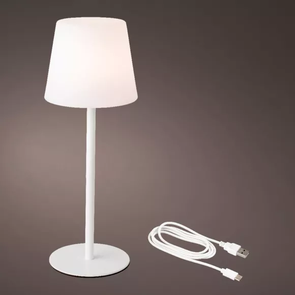Eminza Lampe De Table Sans Fil Rechargeable USB LED (H40 Cm) Manhattan Blanc