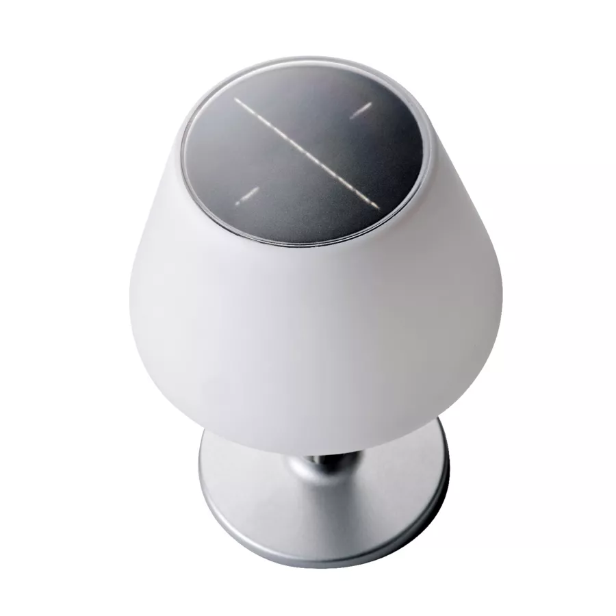 Eminza Lampe De Table Solaire 10LED (H28 Cm) Calipso Blanc Et Argent