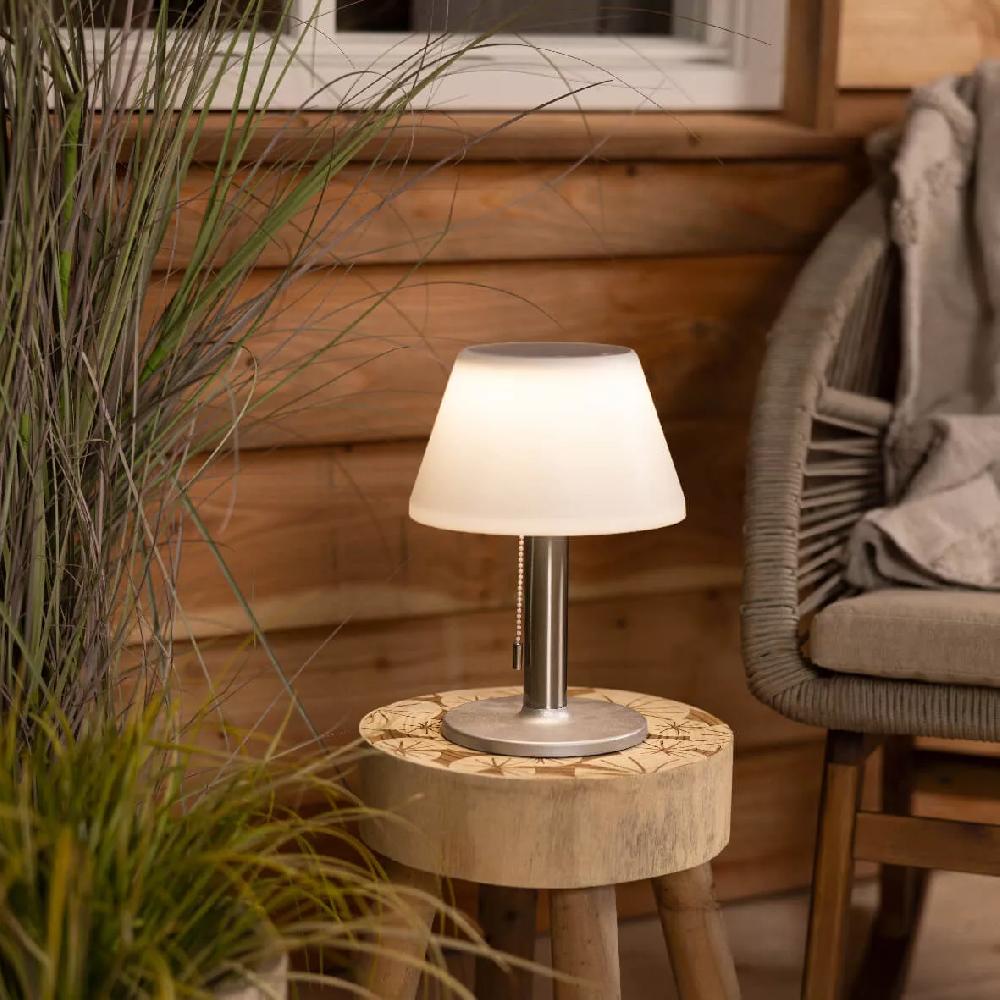 eminza Lampe de table solaire 10LED (H28 cm) Calipso Blanc et argent