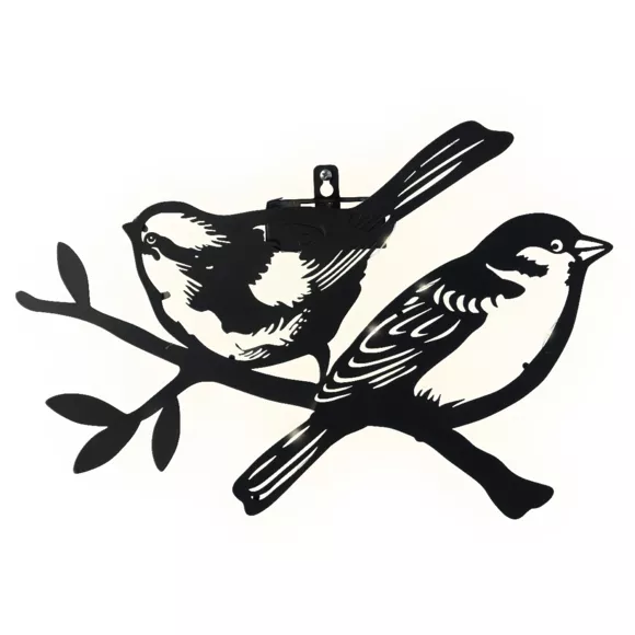 Eminza Lampe Murale Solaire En Métal (H23 5 Cm) Duo D'oiseaux Noir