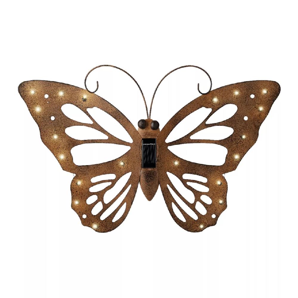 eminza Lampe murale solaire en métal (L53 cm) Papillon Brun antique