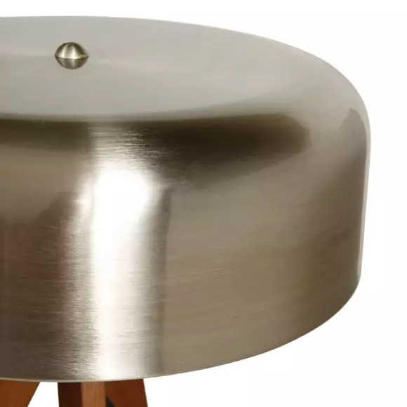 Eminza Lampe Sur Trépied Bois Et Métal (H35 Cm) Laps Argent