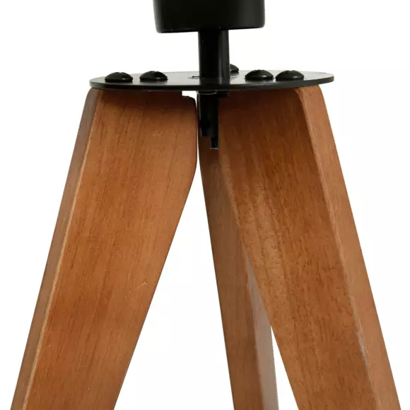 Eminza Lampe Sur Trépied Bois Et Métal (H35 Cm) Laps Argent