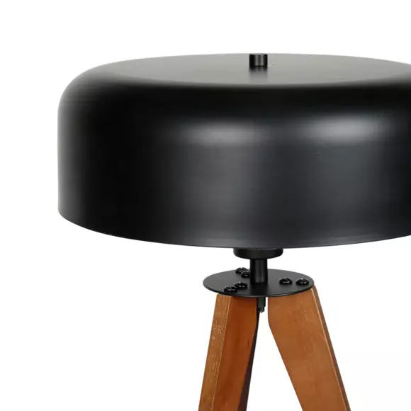 Eminza Lampe Sur Trépied Bois Et Métal (H35 Cm) Laps Noir