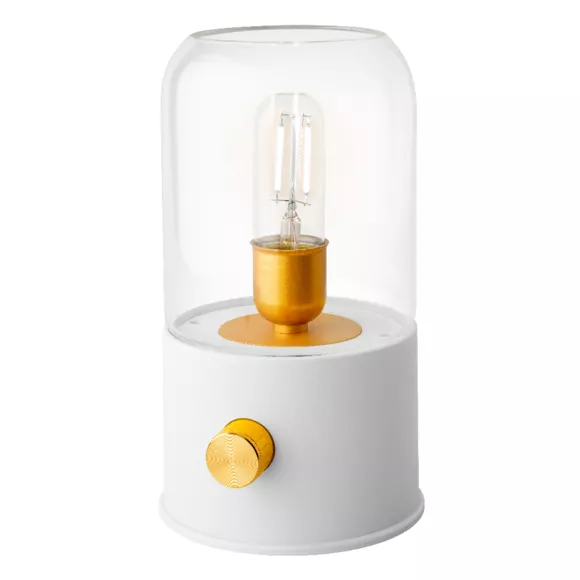Eminza Lampe Tempête Sans Fil Rechargeable USB (H20 Cm) Blanc