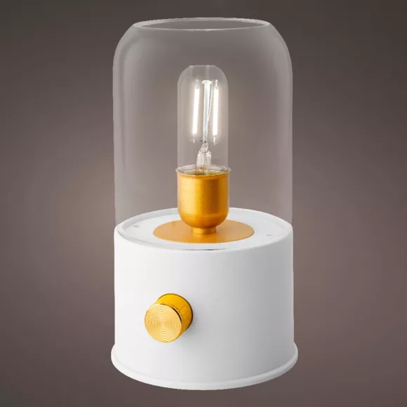 Eminza Lampe Tempête Sans Fil Rechargeable USB (H20 Cm) Blanc