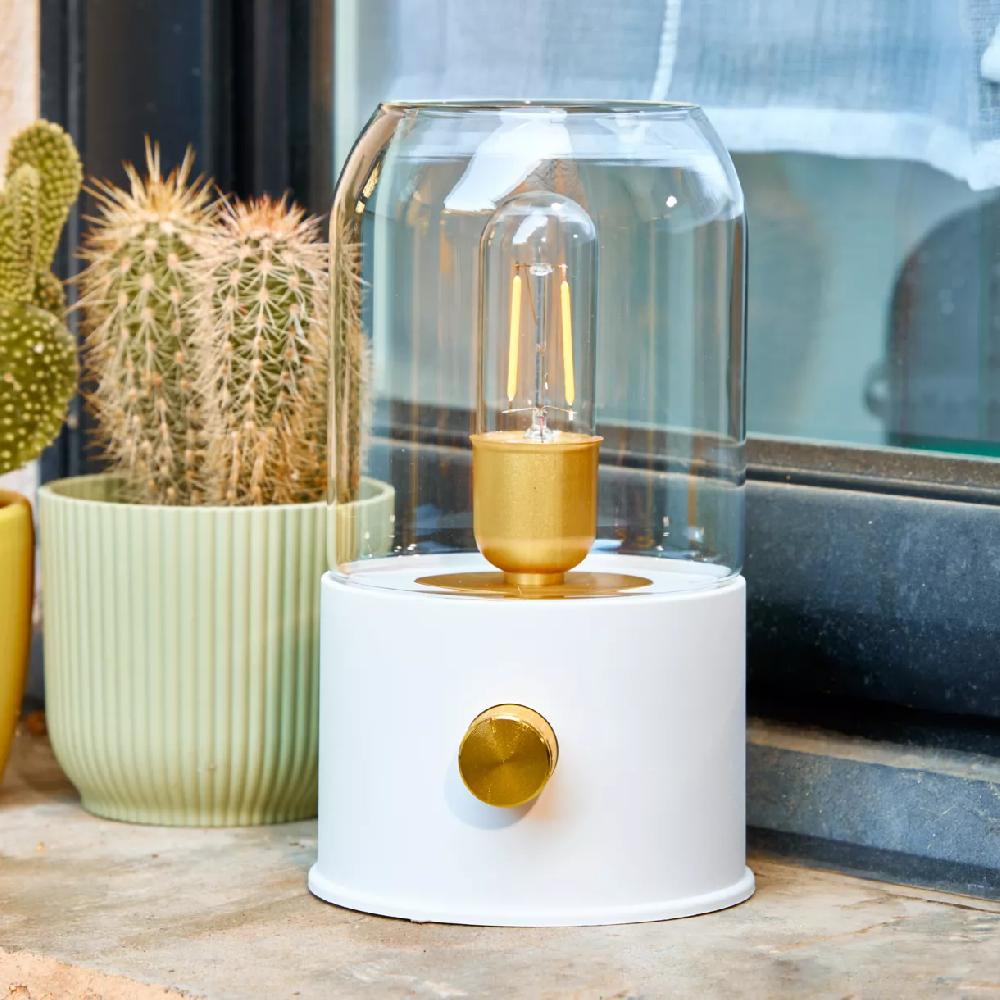 eminza Lampe tempête sans fil rechargeable USB (H20 cm) Blanc