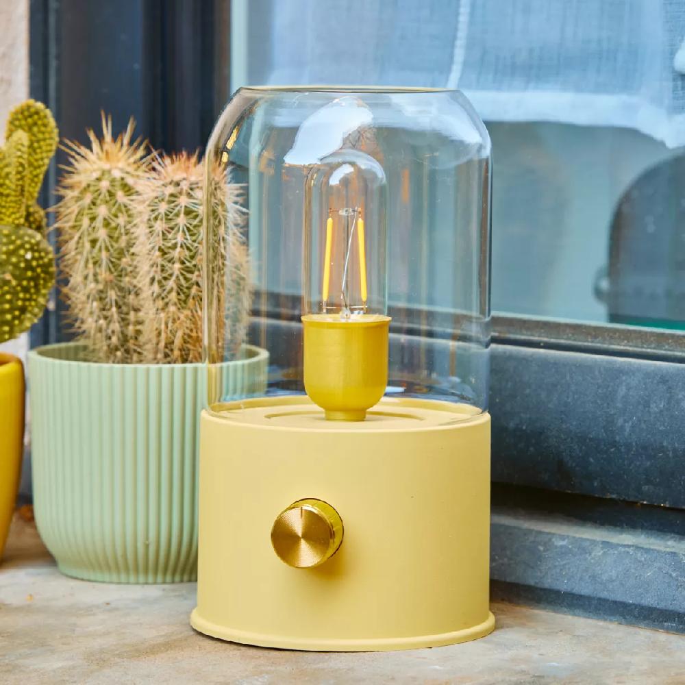 eminza Lampe tempête sans fil rechargeable USB (H20 cm) Jaune