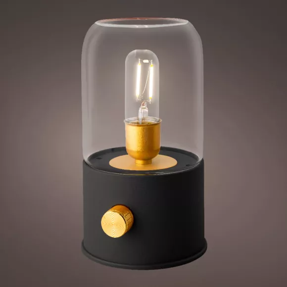 Eminza Lampe Tempête Sans Fil Rechargeable USB (H20 Cm) Noir