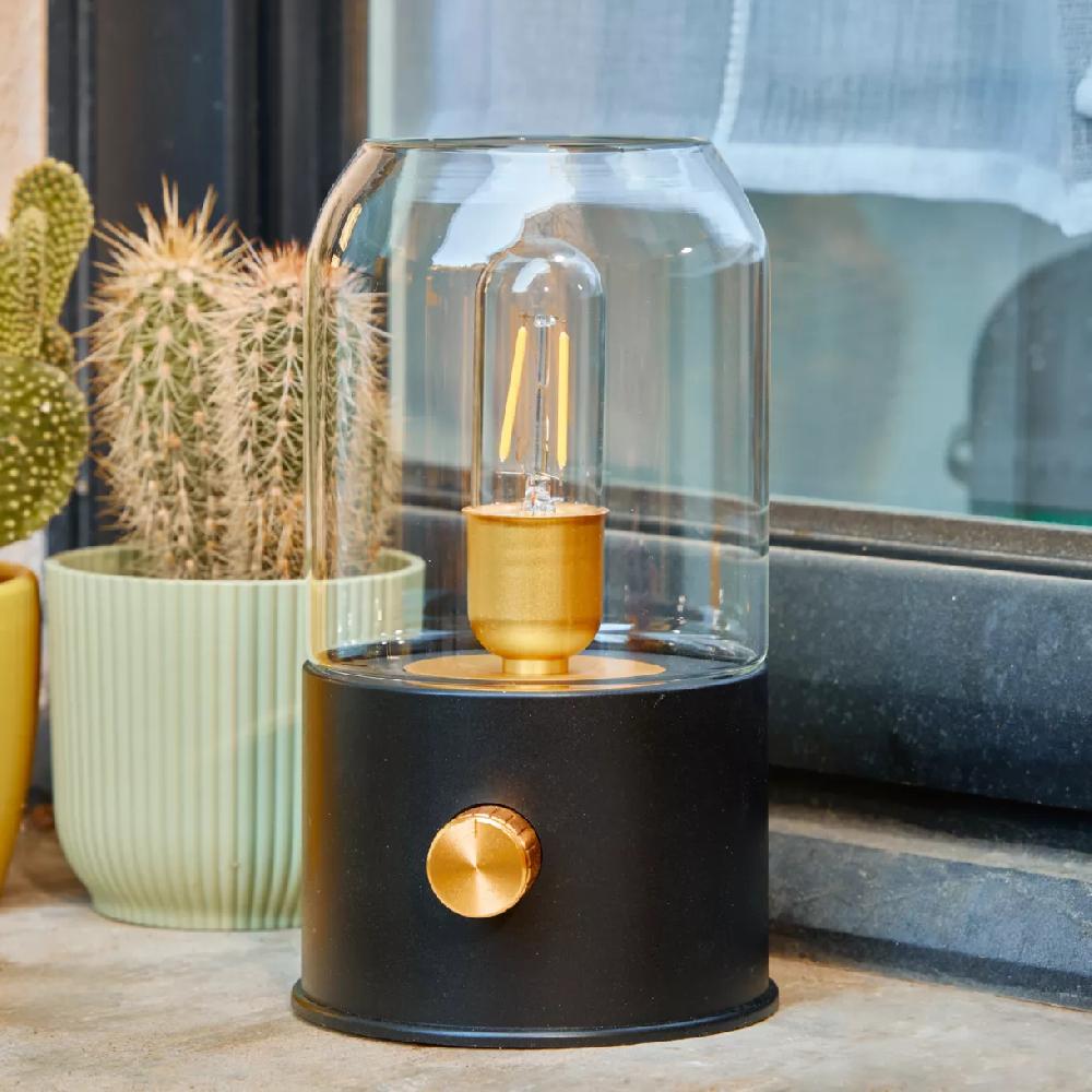 eminza Lampe tempête sans fil rechargeable USB (H20 cm) Noir