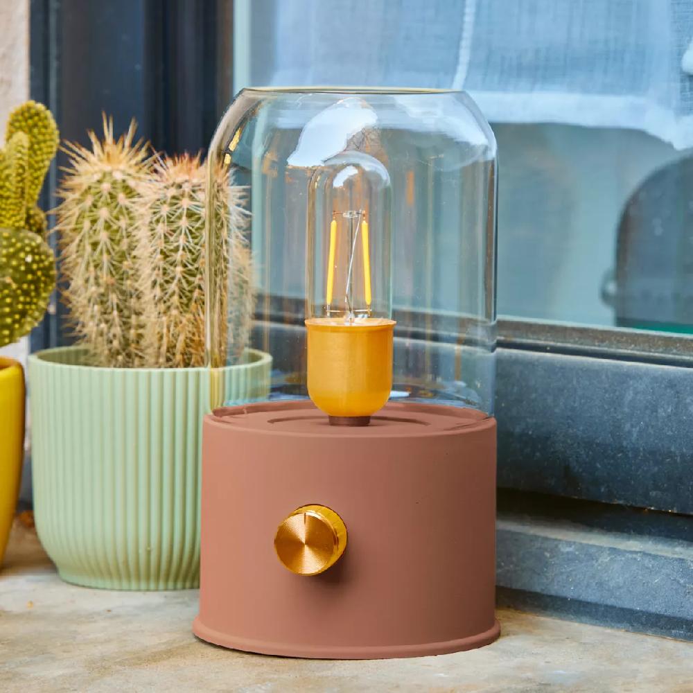 eminza Lampe tempête sans fil rechargeable USB (H20 cm) Terracotta