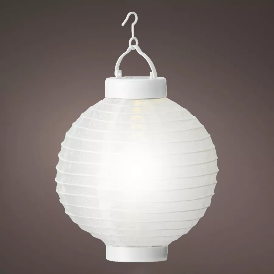 Eminza Lanterne Chinoise Solaire (D20 Cm) Papier Blanc Chaud