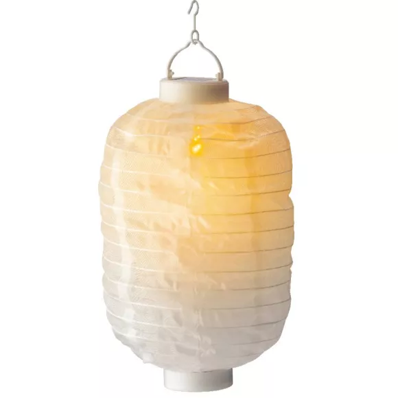 Eminza Lanterne Chinoise Solaire LED (D20 Cm) Cylindre Effet Flamme Blanc Chaud