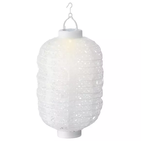Eminza Lanterne Chinoise Solaire Nylon LED (D20 Cm) Ellipse Blanc Chaud