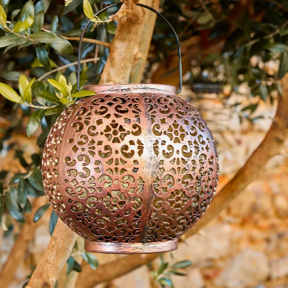 eminza Lanterne de jardin solaire LED (H17 cm) Palazzo Brun rustique