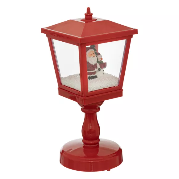 Eminza Lanterne De Noël à Piles (H31 Cm) Père Noël Et Neige