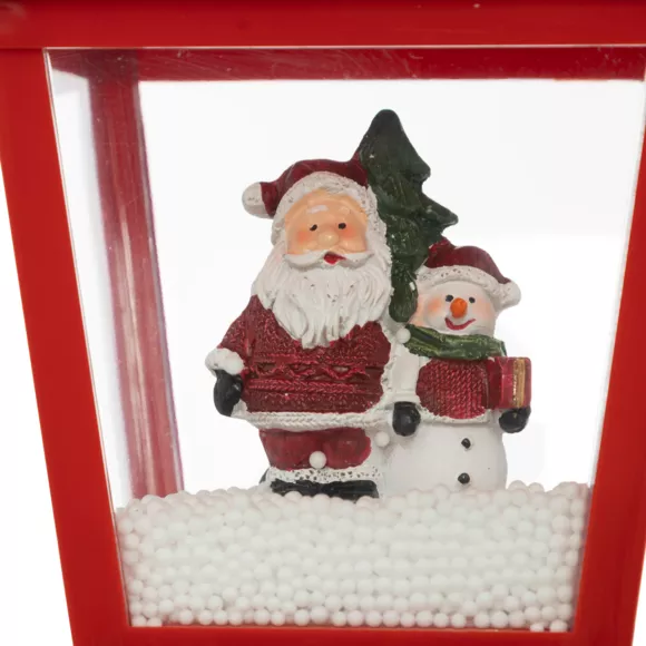 Eminza Lanterne De Noël à Piles (H31 Cm) Père Noël Et Neige