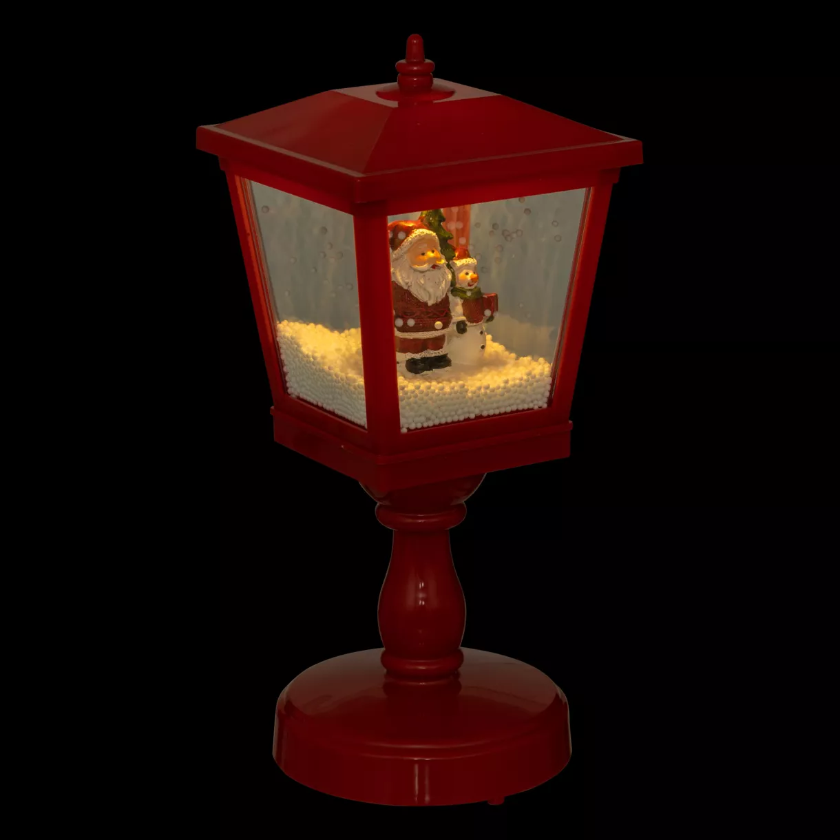 eminza Lanterne de Noël à piles (H31 cm) Père Noël et Neige