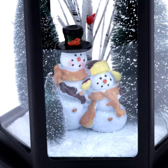 Eminza Lanterne De Noël Lumineuse à Piles (H43 Cm) Bonhomme De Neige Blanc Chaud