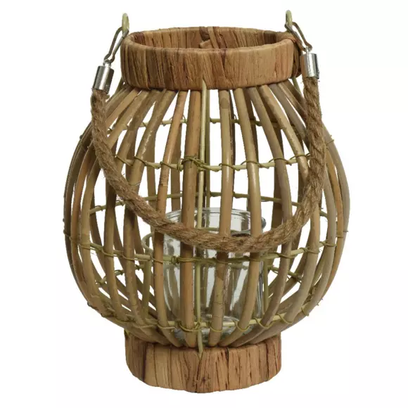 Eminza Lanterne En Rotin Fait Main (H24 Cm) Barbade Beige Naturel