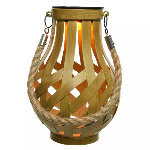 Eminza Lanterne Solaire Ajourée LED (H18 5 Cm) Effet Flamme Blanc Chaud