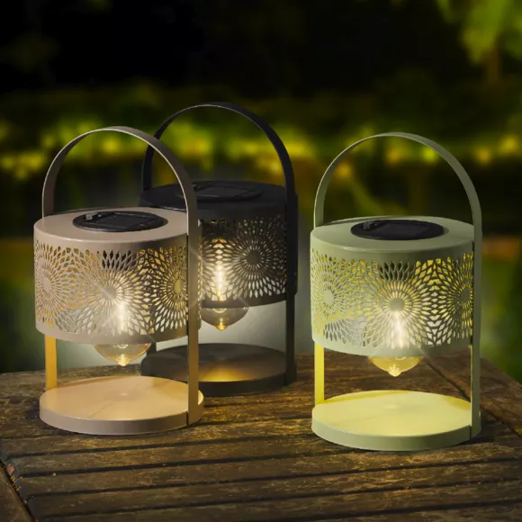 Eminza Lanterne Solaire De Table (H22 5 Cm) à LED Noir