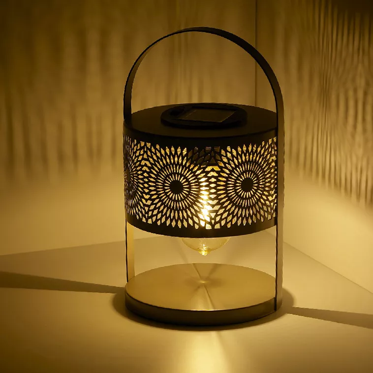 eminza Lanterne solaire de table (H22 5 cm) à LED Noir