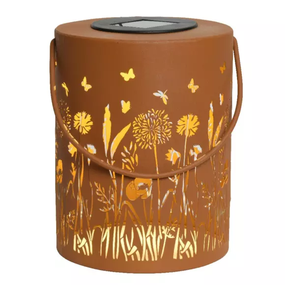 Eminza Lanterne Solaire Métal à LED (H18 Cm) Natura Rouille