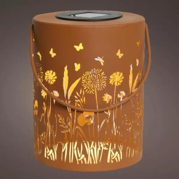 Eminza Lanterne Solaire Métal à LED (H18 Cm) Natura Rouille
