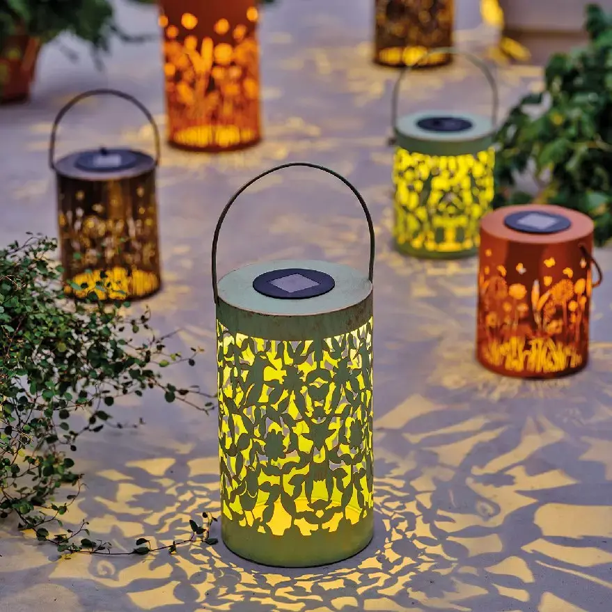 Eminza Lanterne Solaire Métal à LED (H18 Cm) Natura Rouille
