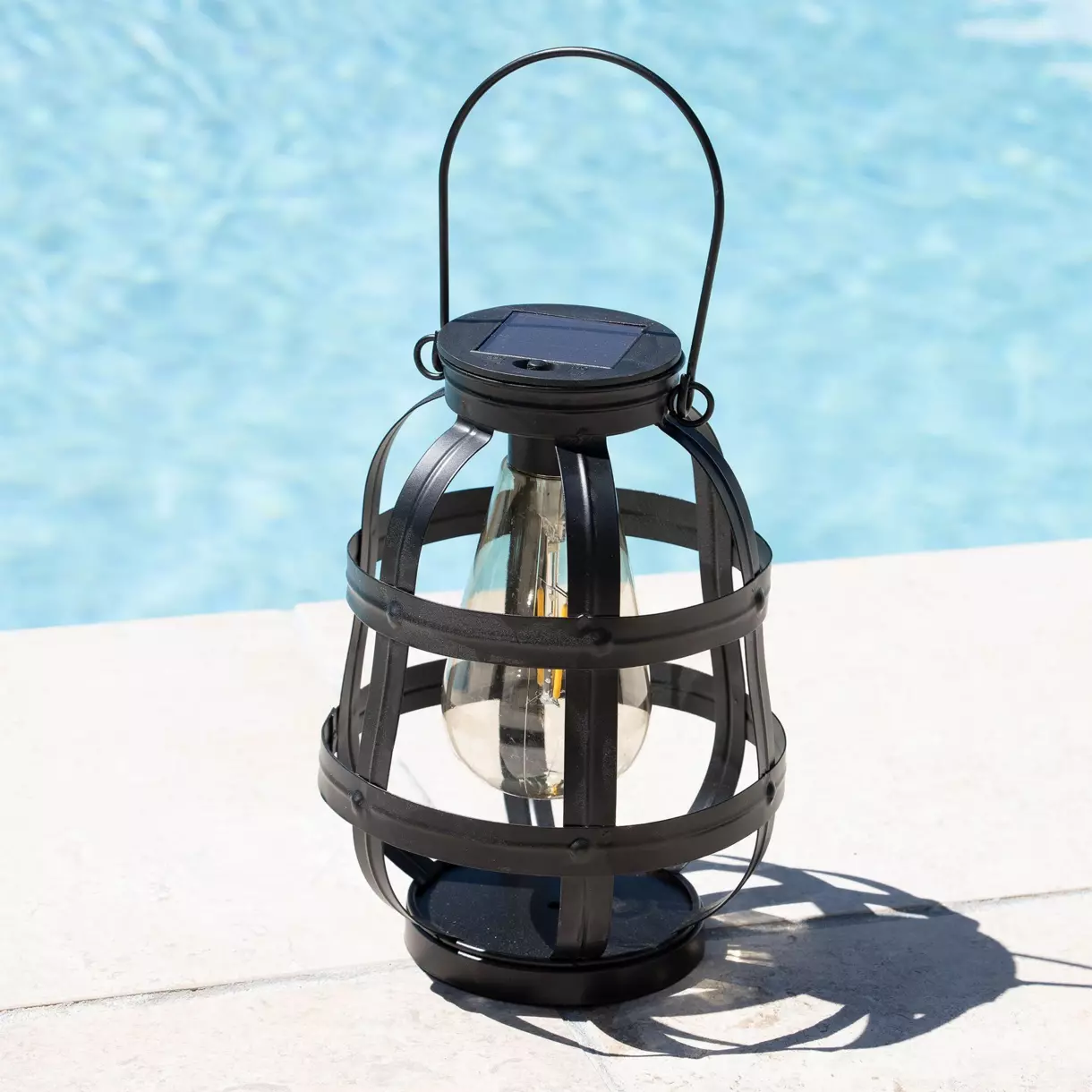 eminza Lanterne solaire métal LED (H18 5 cm) Julia Noir