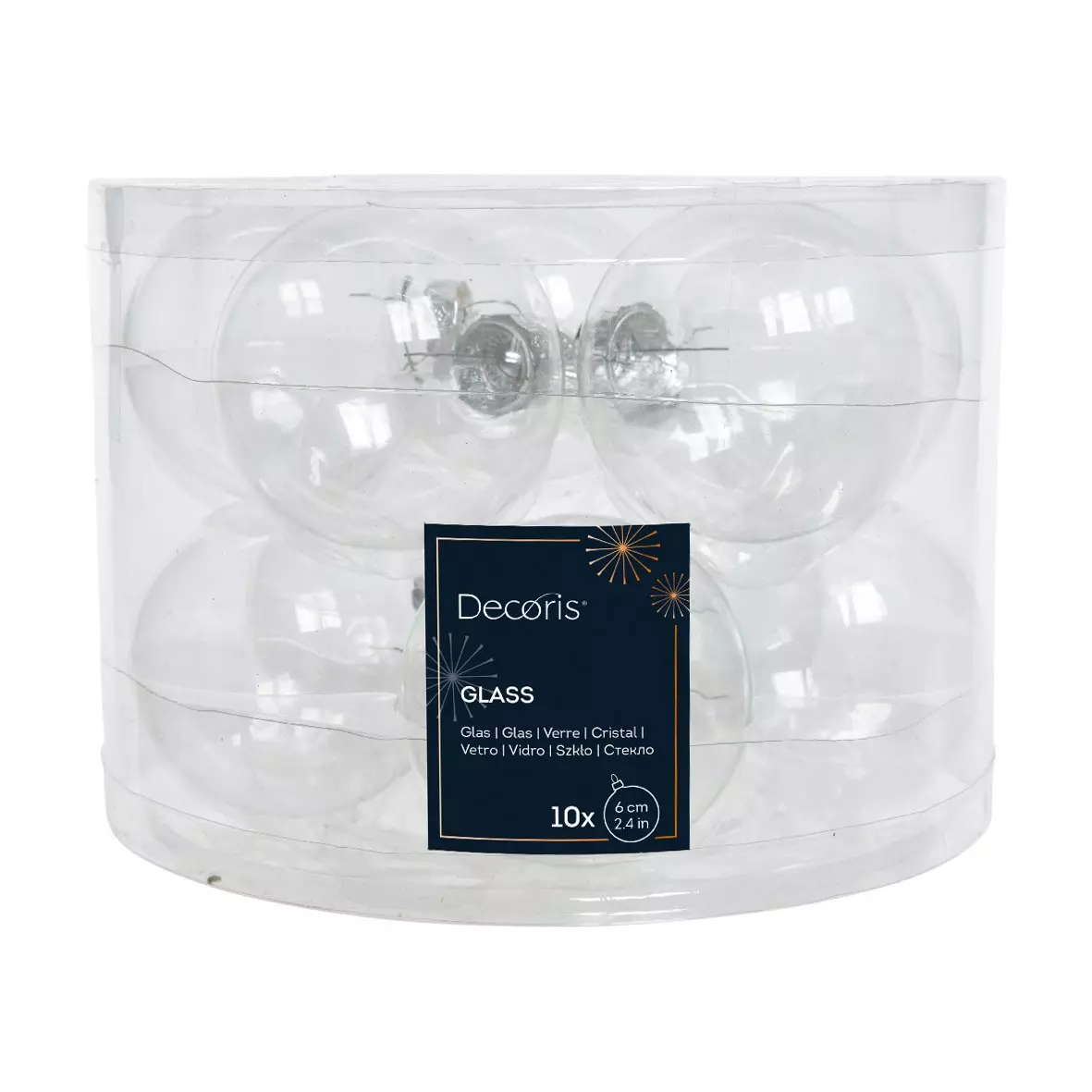 eminza Lot de 10 boules de Noël (D60 mm) en verre Myst Transparent
