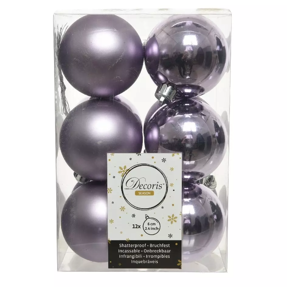 eminza Lot de 12 boules de Noël (D60 mm) Alpine Lilas