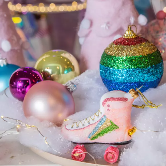 Eminza Lot De 12 Boules De Noël (D80 Mm) Arc En Ciel Multicolore