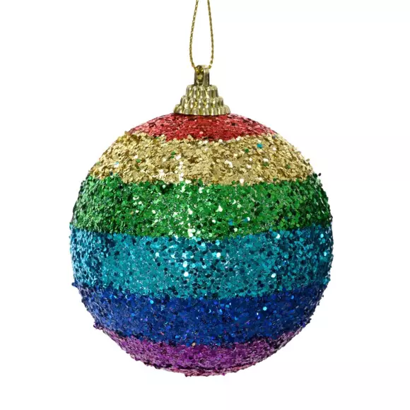 Eminza Lot De 12 Boules De Noël (D80 Mm) Arc En Ciel Multicolore