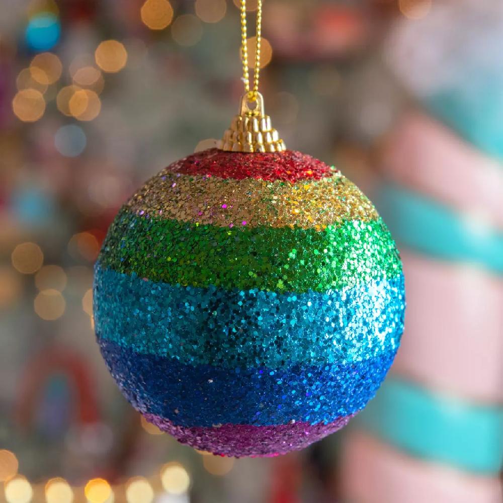 eminza Lot de 12 boules de Noël (D80 mm) Arc en ciel Multicolore