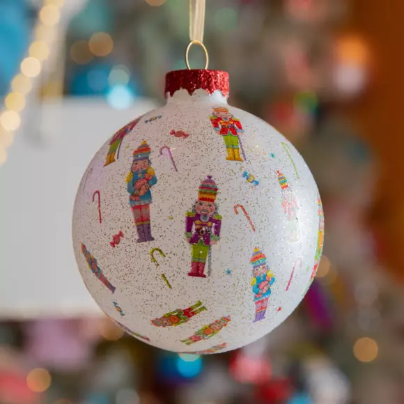 Eminza Lot De 12 Boules De Noël (D80 Mm) En Verre Joy Multicolore