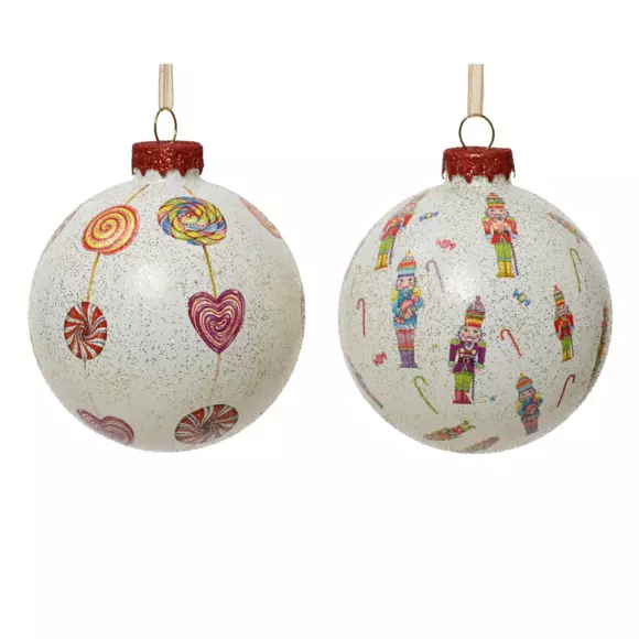Eminza Lot De 12 Boules De Noël (D80 Mm) En Verre Joy Multicolore