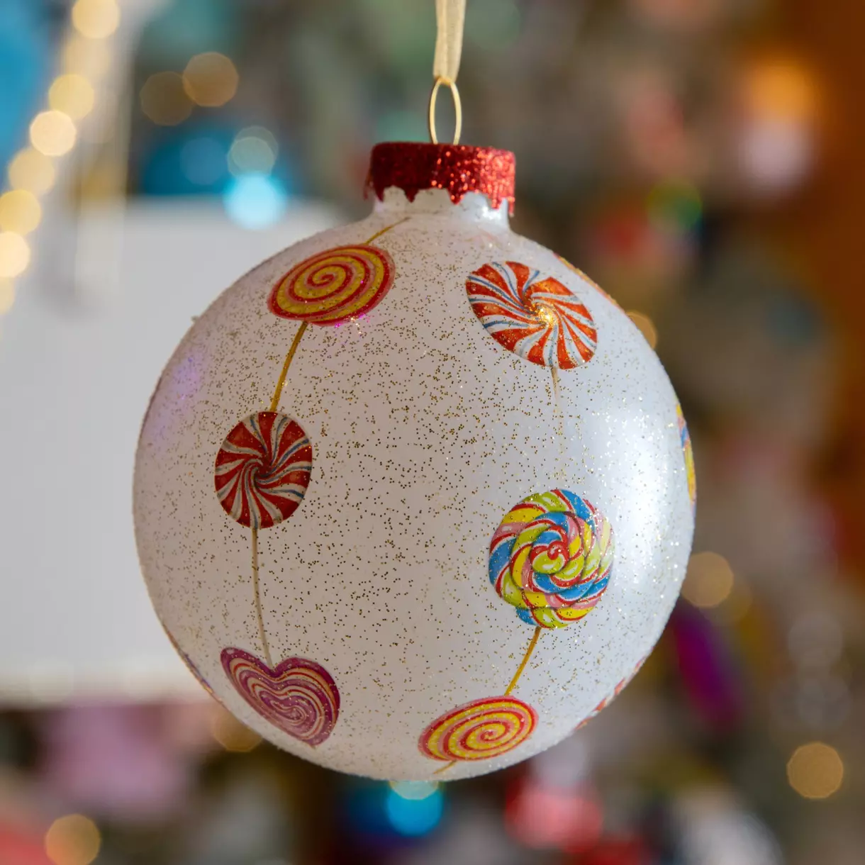 eminza Lot de 12 boules de Noël (D80 mm) en verre Joy Multicolore
