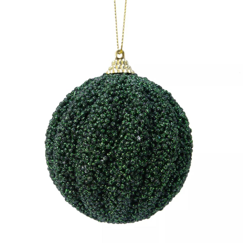 eminza Lot de 12 boules de Noël (D80 mm) Etincelle Vert sapin
