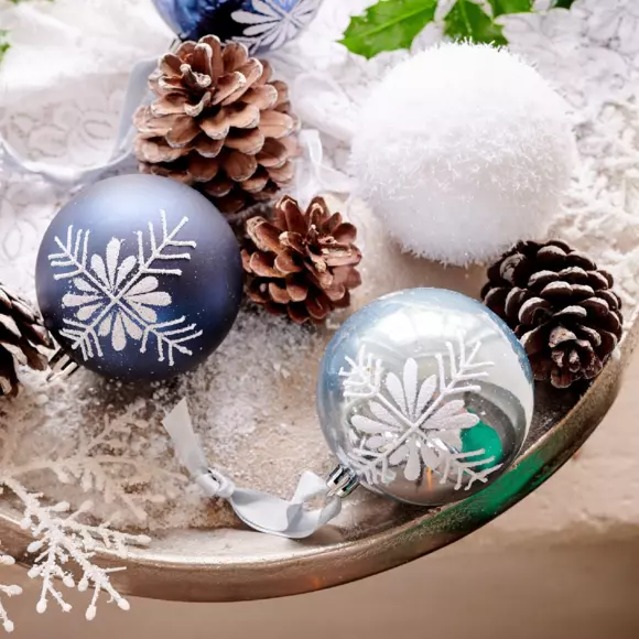 Eminza Lot De 12 Boules De Noël (D80 Mm) Organa Blanc