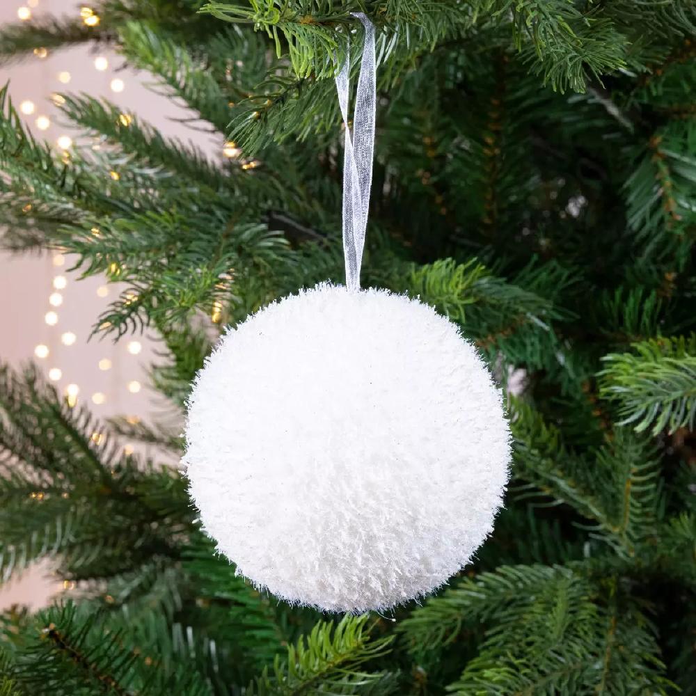 eminza Lot de 12 boules de Noël (D80 mm) Organa Blanc