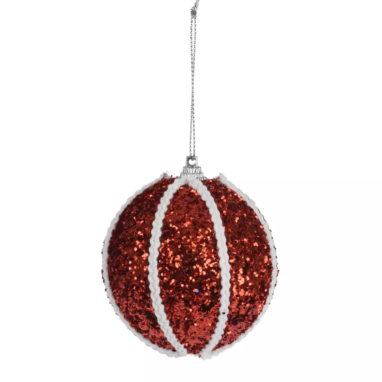 eminza Lot de 12 boules de Noël (D80 mm) Zébrures Rouge